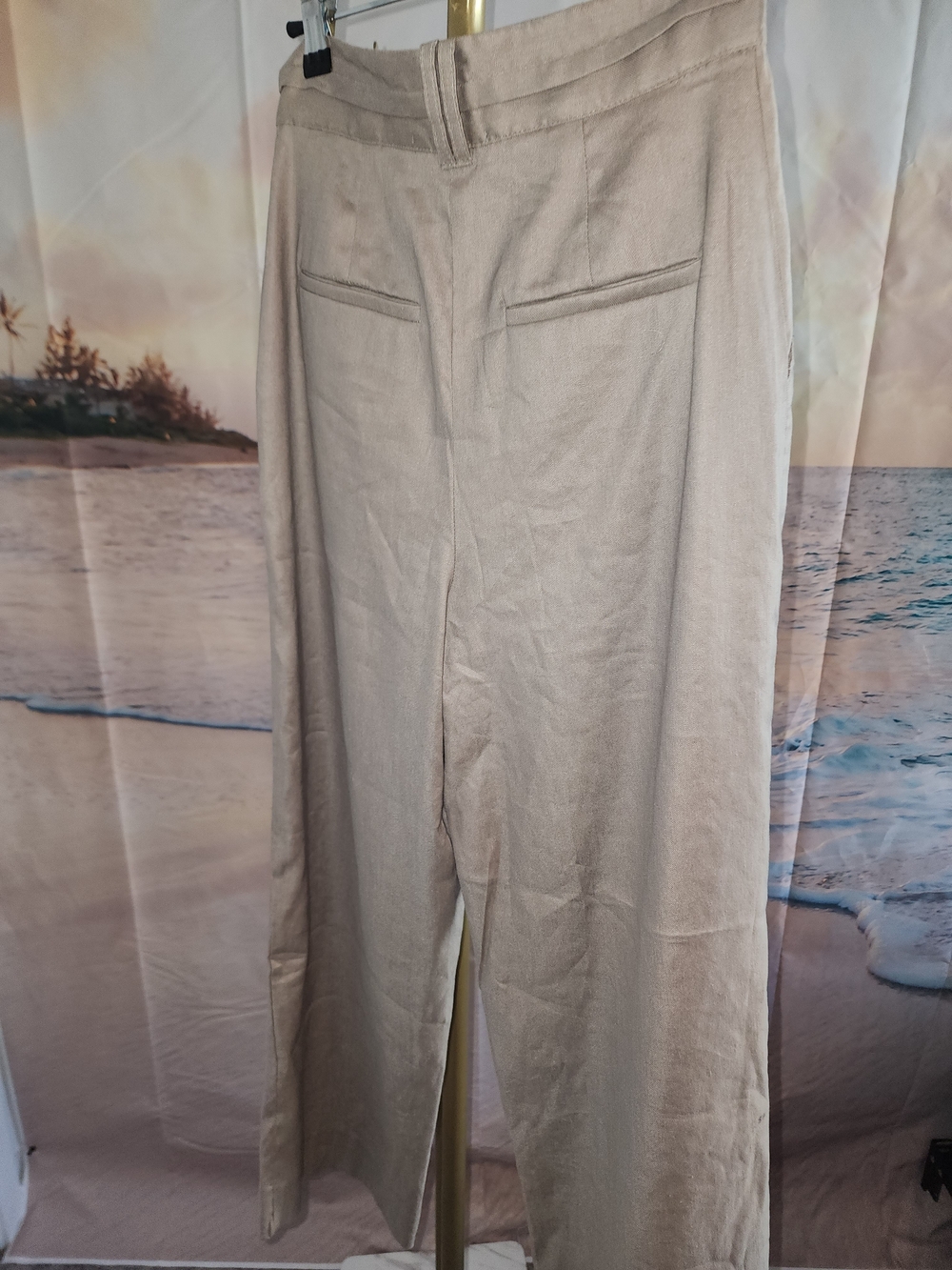 Bailey 44 Wide-Leg Pleated Trousers in Beige Nwot Never Worn - Picture 5 of 7